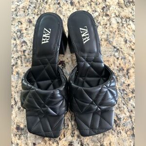 Zara Quilted Black Mules